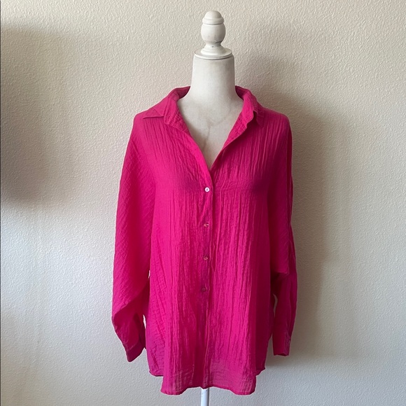 Massimo Dutti Fuchsia Button-Down Shirt - Picture 1 of 6